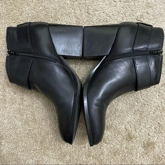 Marc Fisher Western Black Leather Boots Block Heel - Picture 6 of 13